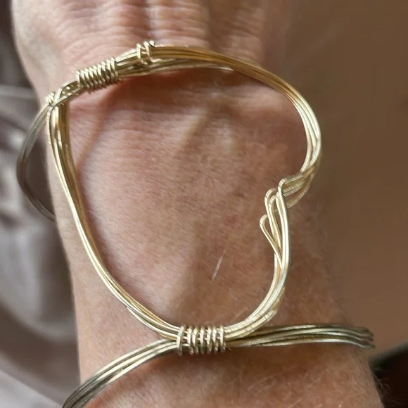 Local Artisan Gold Cuff Bracelet Heart Shape Handmade Valentine’s Day Gift Ready - Picture 8 of 8